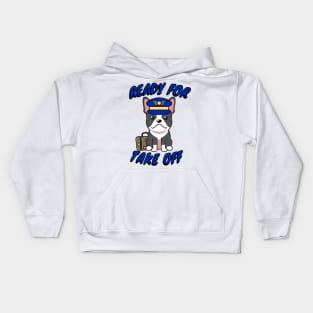 Funny French bulldog is a pilot Kids Hoodie